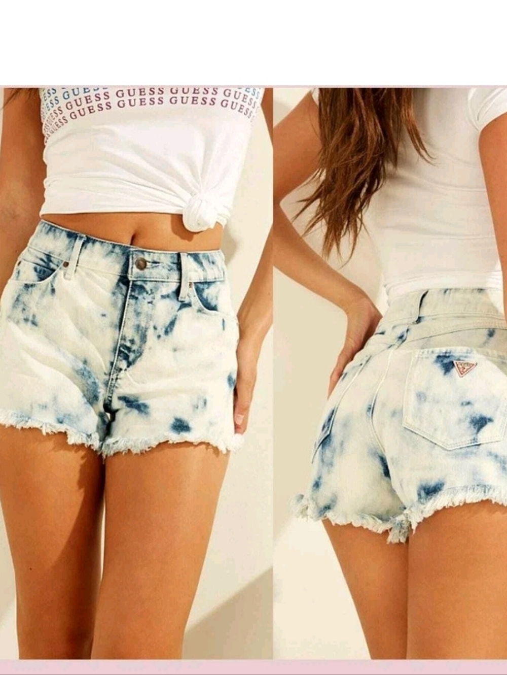 Guess Jeans Women's Acid Wash Button Fly Raw Hem Shorts Size 28